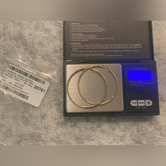 New 18k Yellow Gold Twisted Hoops 2" - Picture 9 of 11